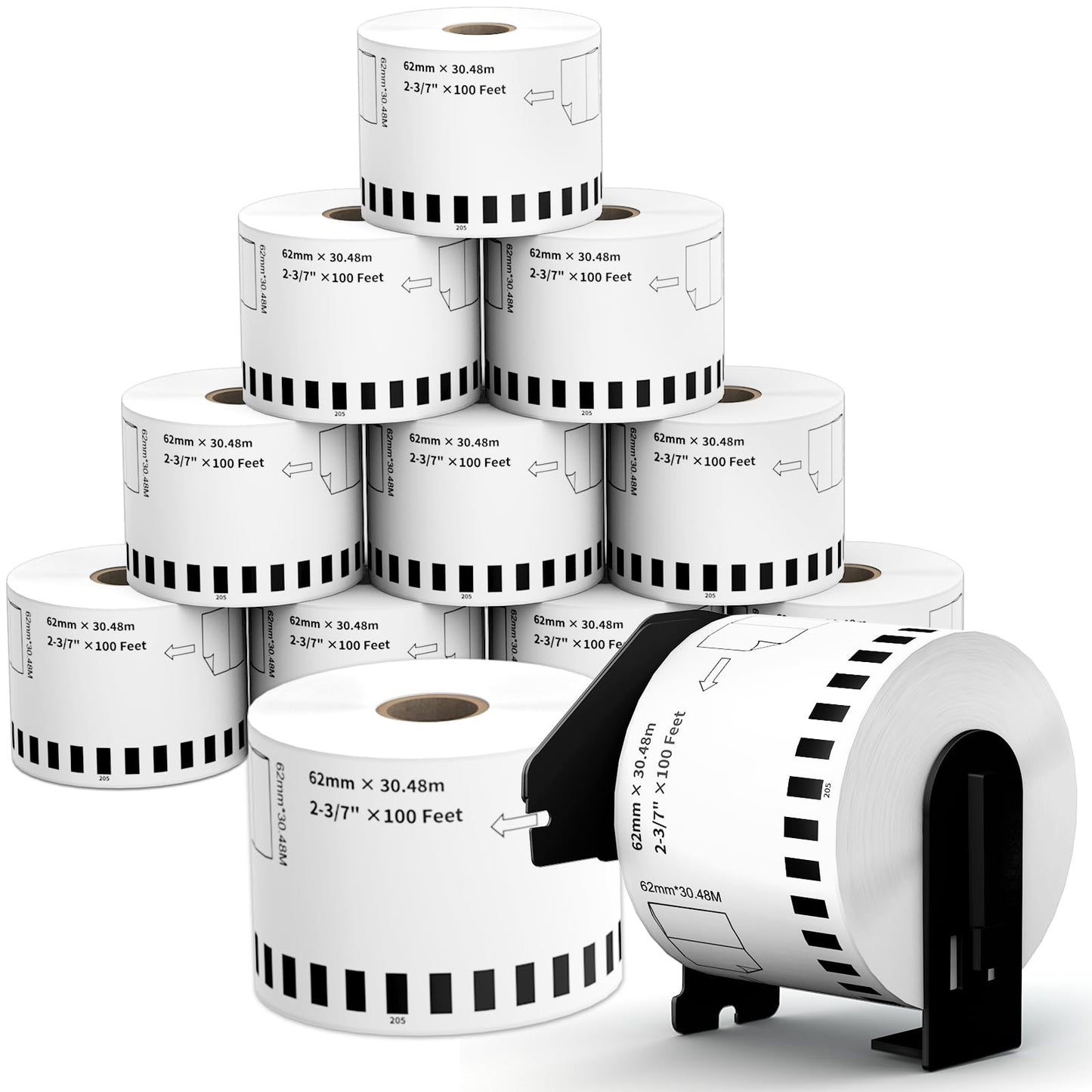 12 Rolls Replace Brother Continuous Labels DK-2205 (2.4" X 100') Compatible with QL-800 QL-820 QL-810 QL-1110 and Other All Brother QL Label Printer, Suitable for Address Labels Barcode Labels