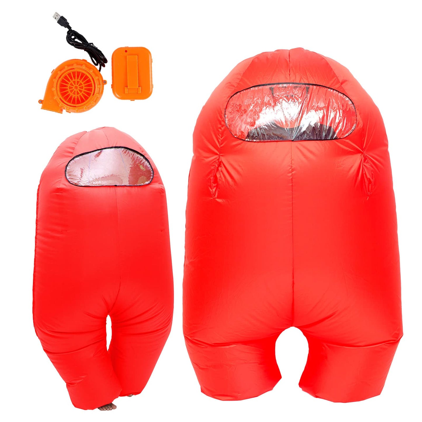 Astronaut costume inflatable costume Funny Halloween Spacesuit Party School Masquerade Game Fans (Red, Kids (100-155cm))