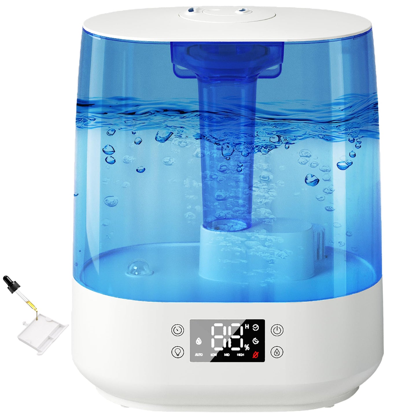 AOOYSORA Humidifiers for Bedroom, 6L Quiet Top Fill Cool Mist Humidifier, 60H Runtime, Smart Auto Mode Humidifier for Large Room Baby Nursery Plants&Guitar, Nightlight, 360°Dual Nozzle, Easy to clean