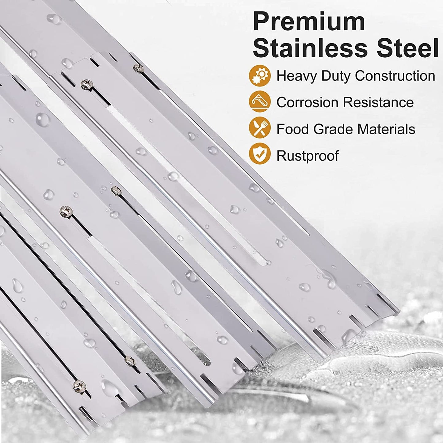 Hiorucet Heavy Duty Adjustable BBQ Heat Shields, Heat Plates, Stainless Steel Grill Burner Covers, Heat Tents, Flame Tamers, Flavorizer Bars for Gas Grill, Extends from 11.75" up to 21" L, 5 Pack