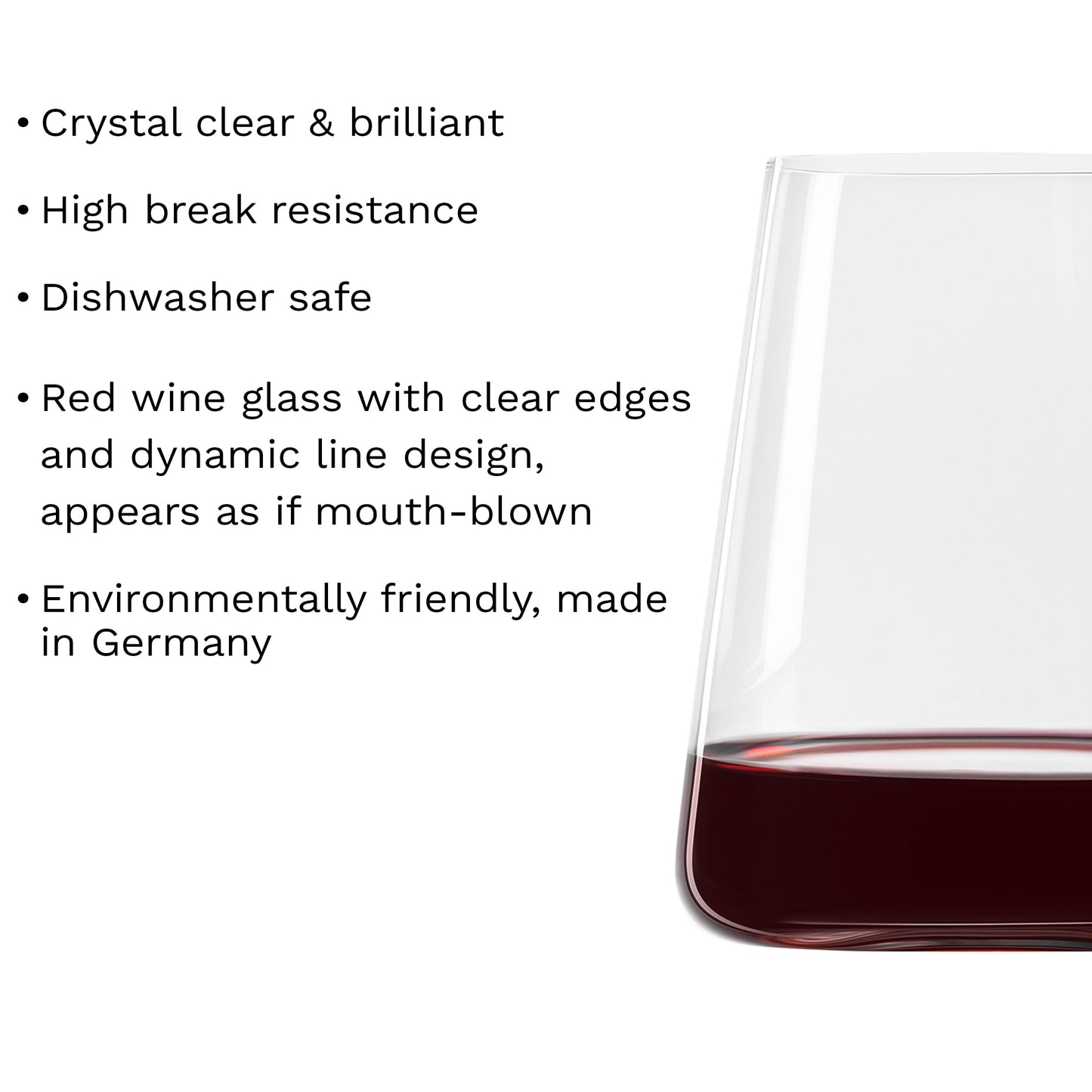 Stolzle Lausitz Power German Made Crystal Stemless Red Wine Glass, Set of 4