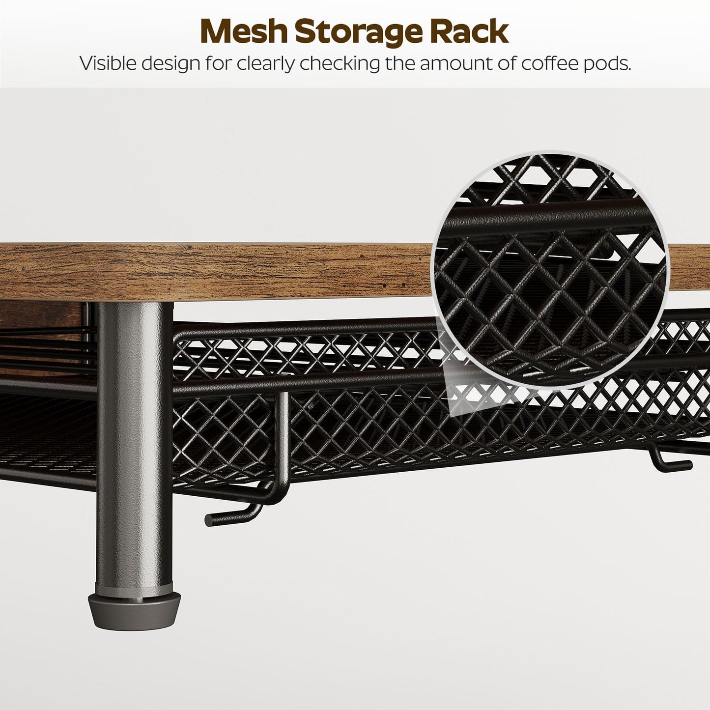 YATINEY Coffee Pod Holder, 35 Capacity Pods Storage Organizer for K Cup, Capsule Storage Holder with Sliding Drawer, for Home Office, Kitchen, Rustic Brown KH08BRG1