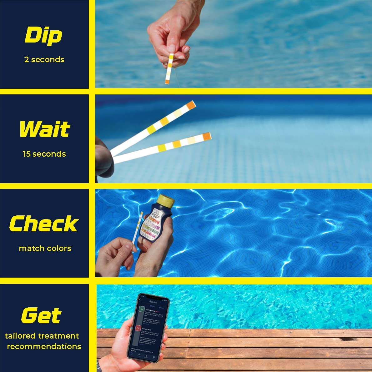 AquaChek 511244-02 Yellow 4-in-1 Free Chlorine Test Strips (2 Pack)