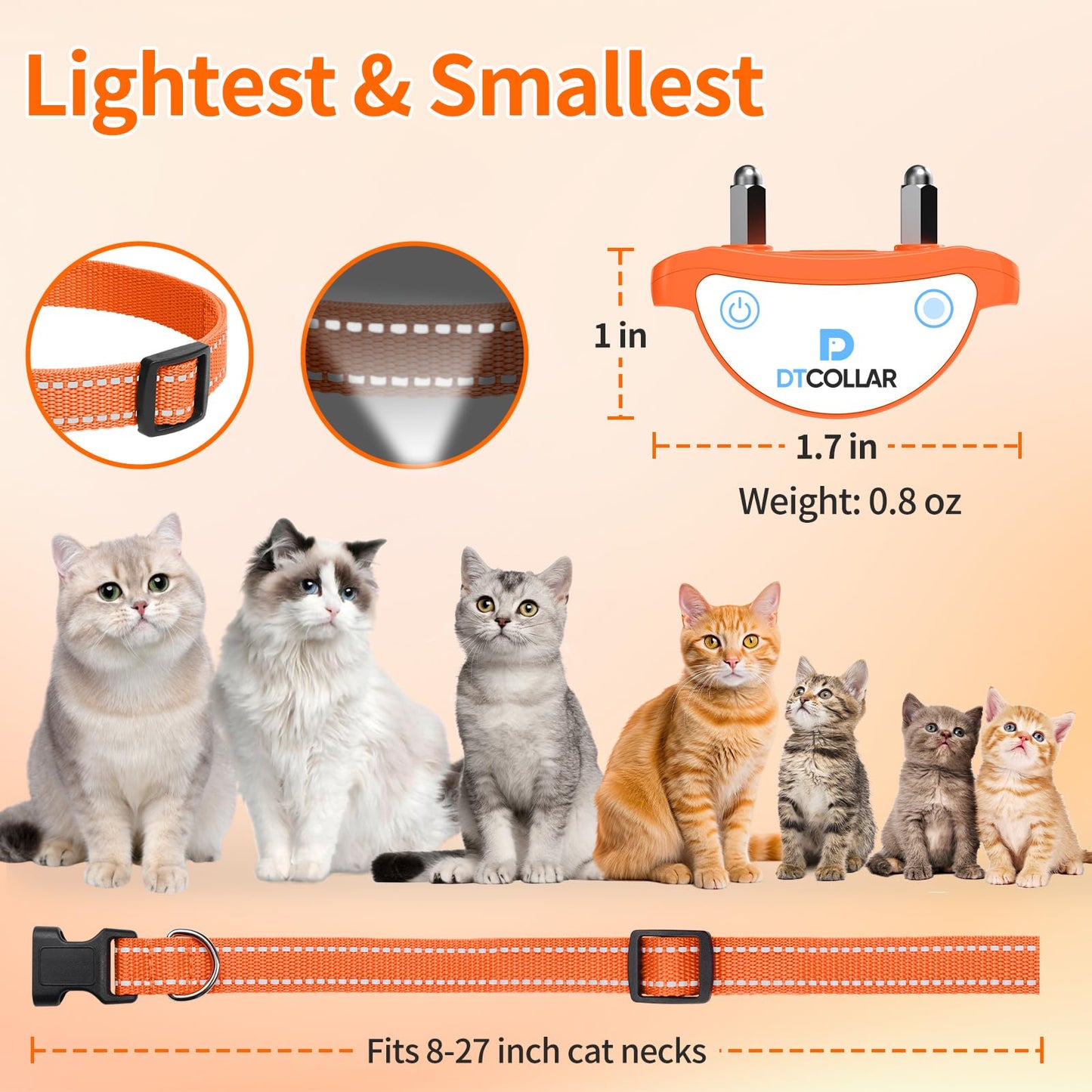 2-in-1 Cat Shock Collar with Remote, Shock Collar for Cats with Beep Vibration Shock & Auto Stop Meowing 4 Modes, 2300ft Cat Training Collar Effective for Bad Behavior IP67 Waterproof