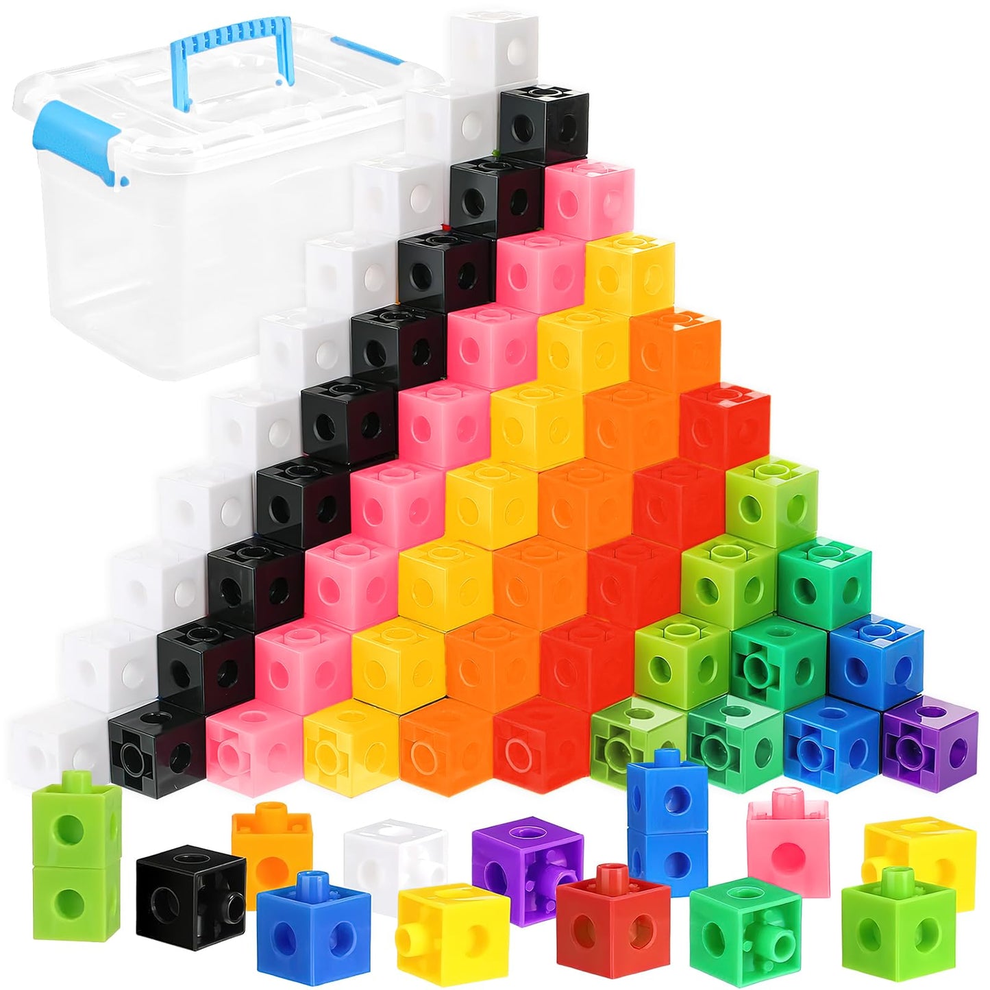 500 Pcs Math Learning Linking Cube with Storage Container Counting Cubes, Colorful Plastic Counting Blocks, Manipulatives Classroom Learning Supplies for Classroom, Homeschool