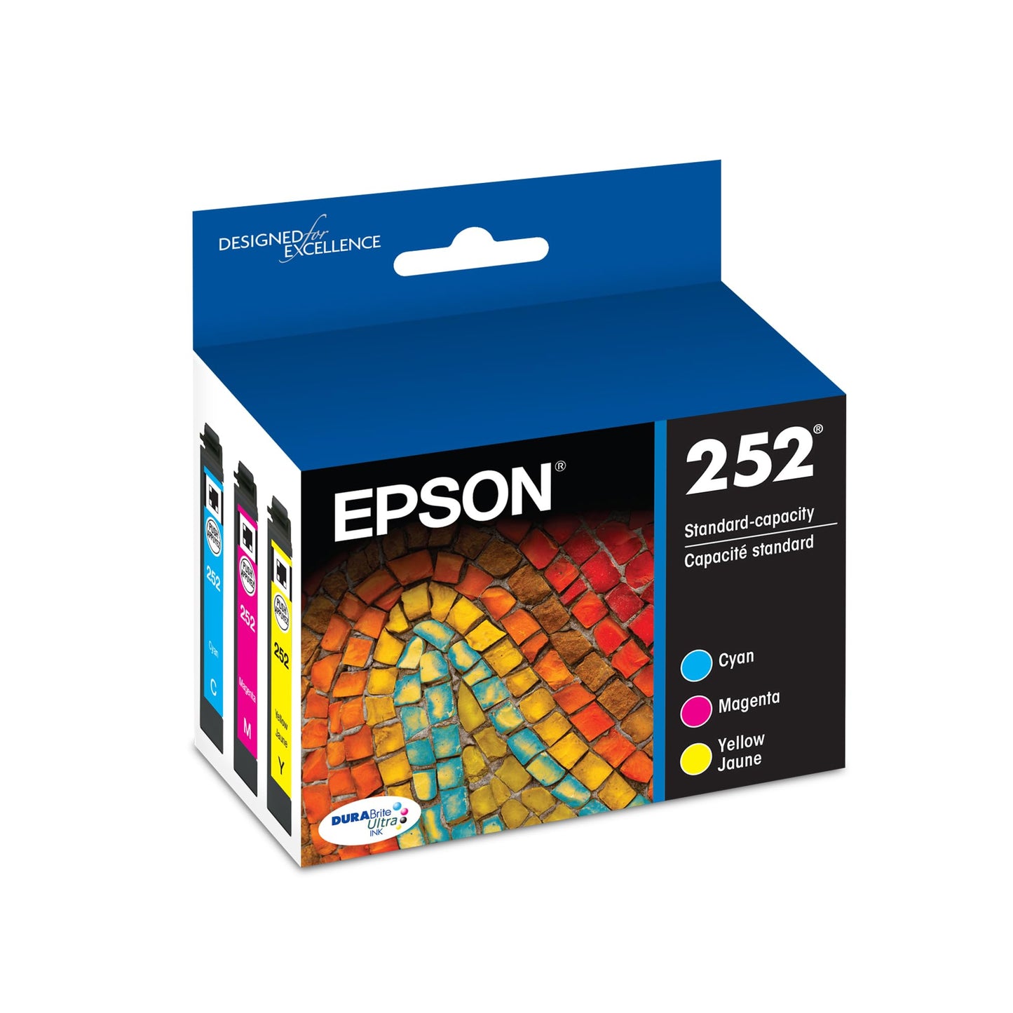 EPSON 252 DURABrite Ultra Ink Standard Capacity Color Combo Pack (T252520-S) Works with Workforce WF-3620, 3640, 7110, 7610, 7620, 7710, 7720, 7210