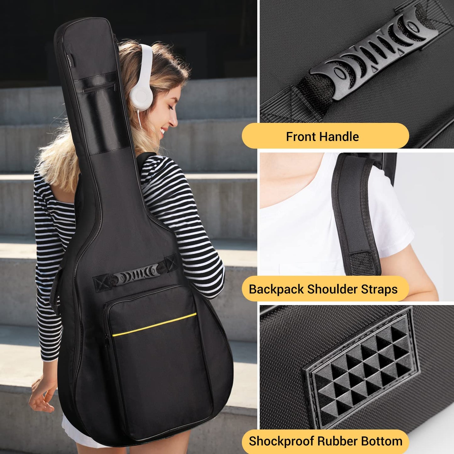 CAHAYA Guitar Bag Gig Bag Padded Backpack Oxford Cloth Water-Resistant with Large Pockets for Guitars Acoustic Guitar Bag CY000152