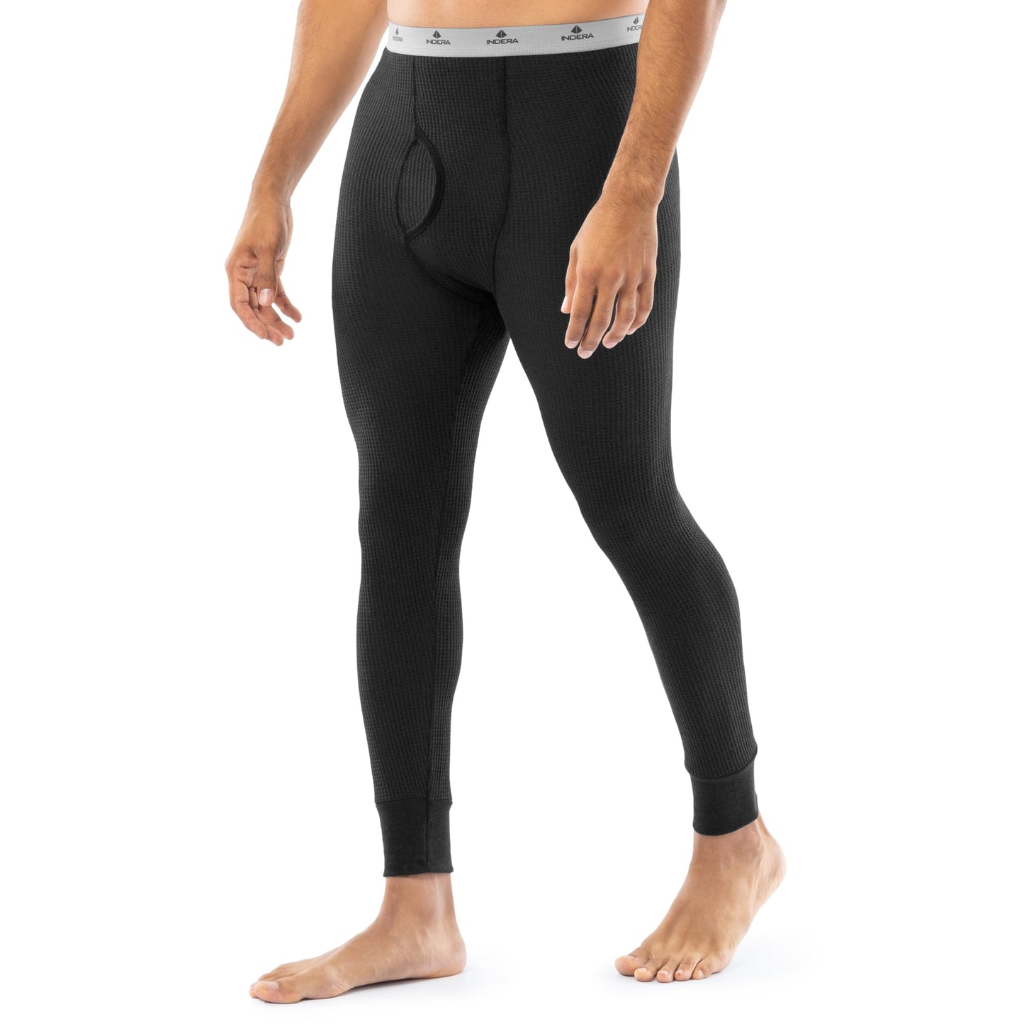 Indera Men's Traditional Long Johns Thermal Underwear Pant, Black, XL - Pack of 2