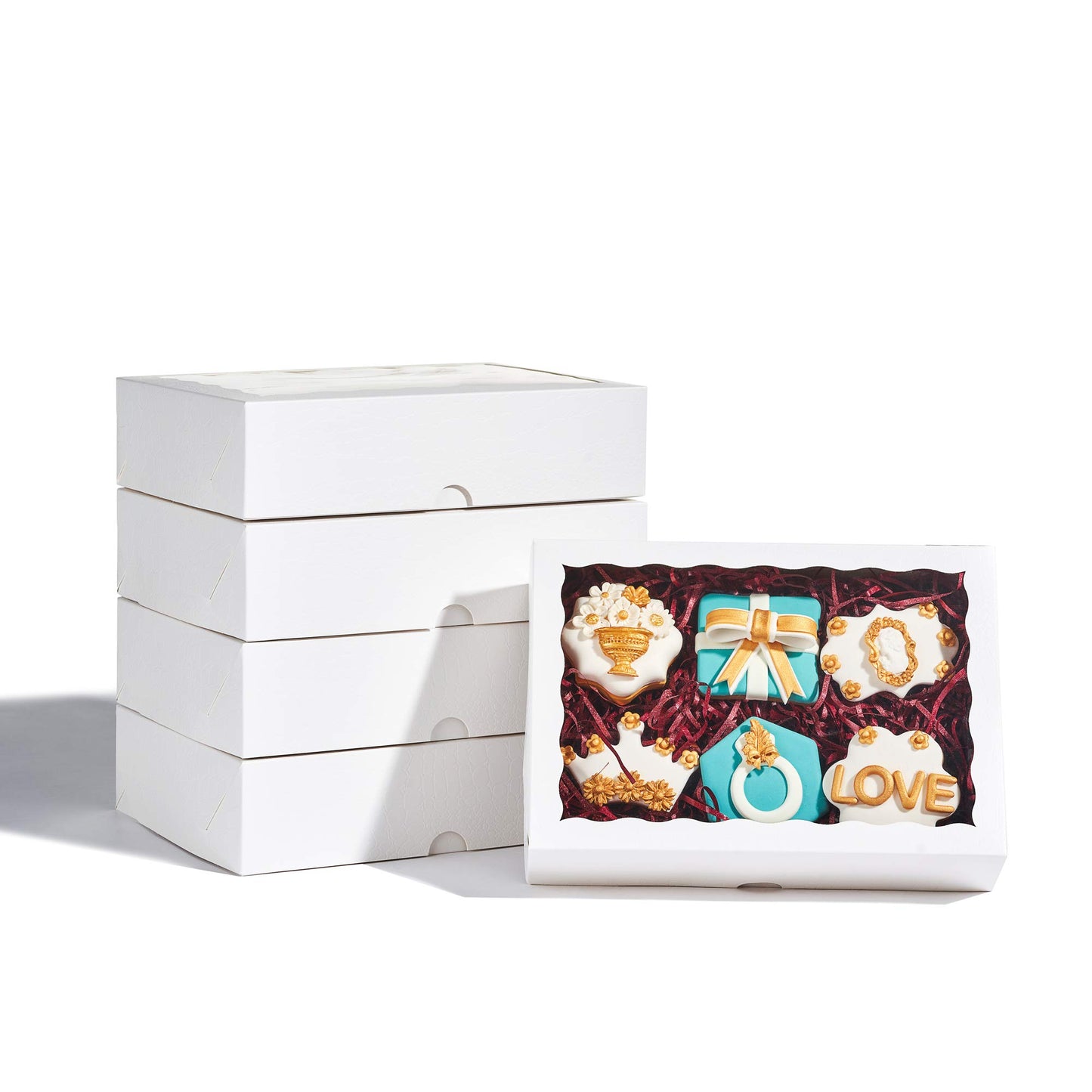 JCXGRVC 48PCS 10 x 7 x 2.5 inches Premium White Bakery Boxes for Cookies, Strawberries Boxes with Clear Window, Paper Gift Box