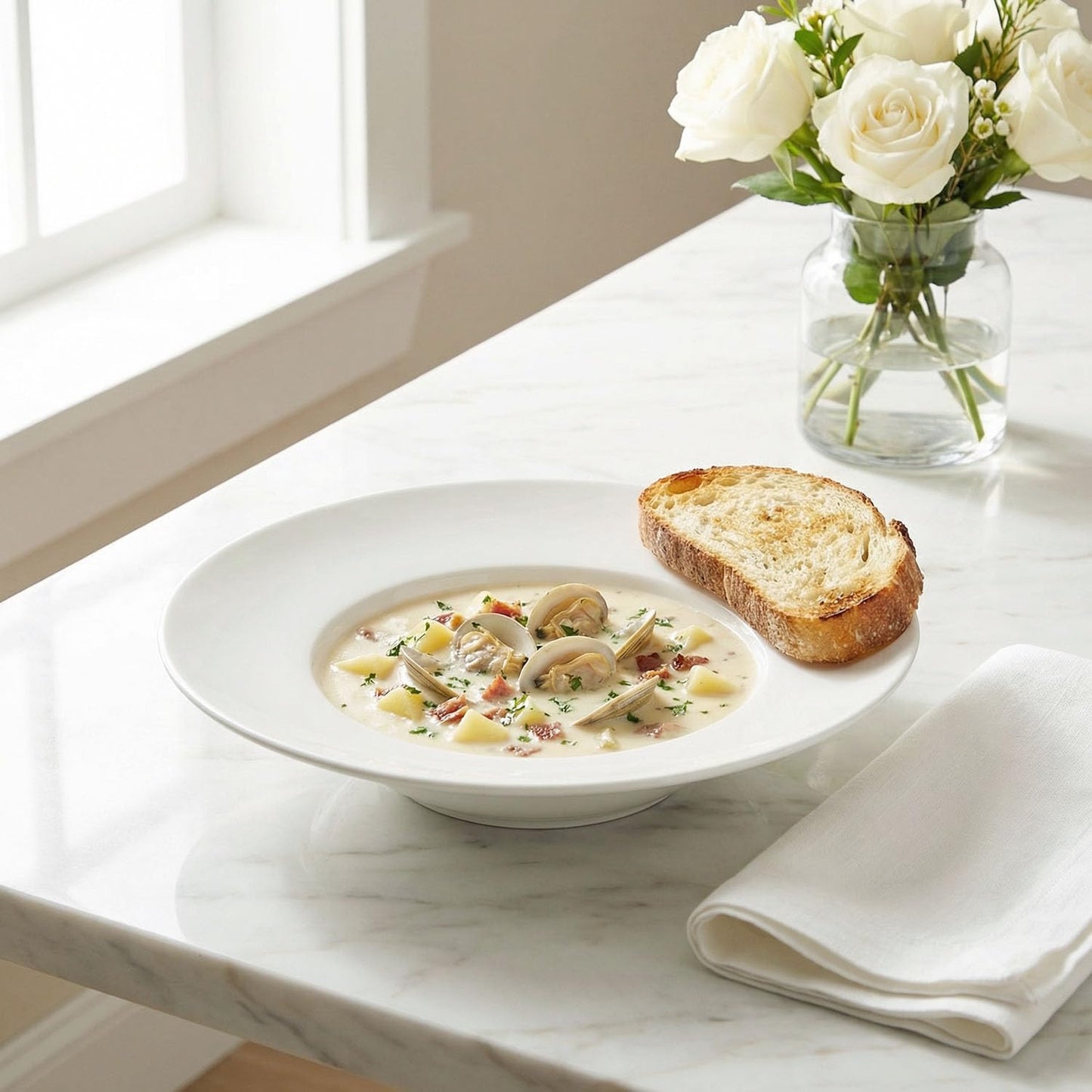 jinsongdafa Soup Bowl, Soup Plate with Rim 5.1 oz, Pasta Bowl Set of 4, White Shallow Bowl Plate, Ceramic Wide Rimmed Soup Bowl, Best choice for high-end restaurants, hotels, and foodies, 8.5 Inch