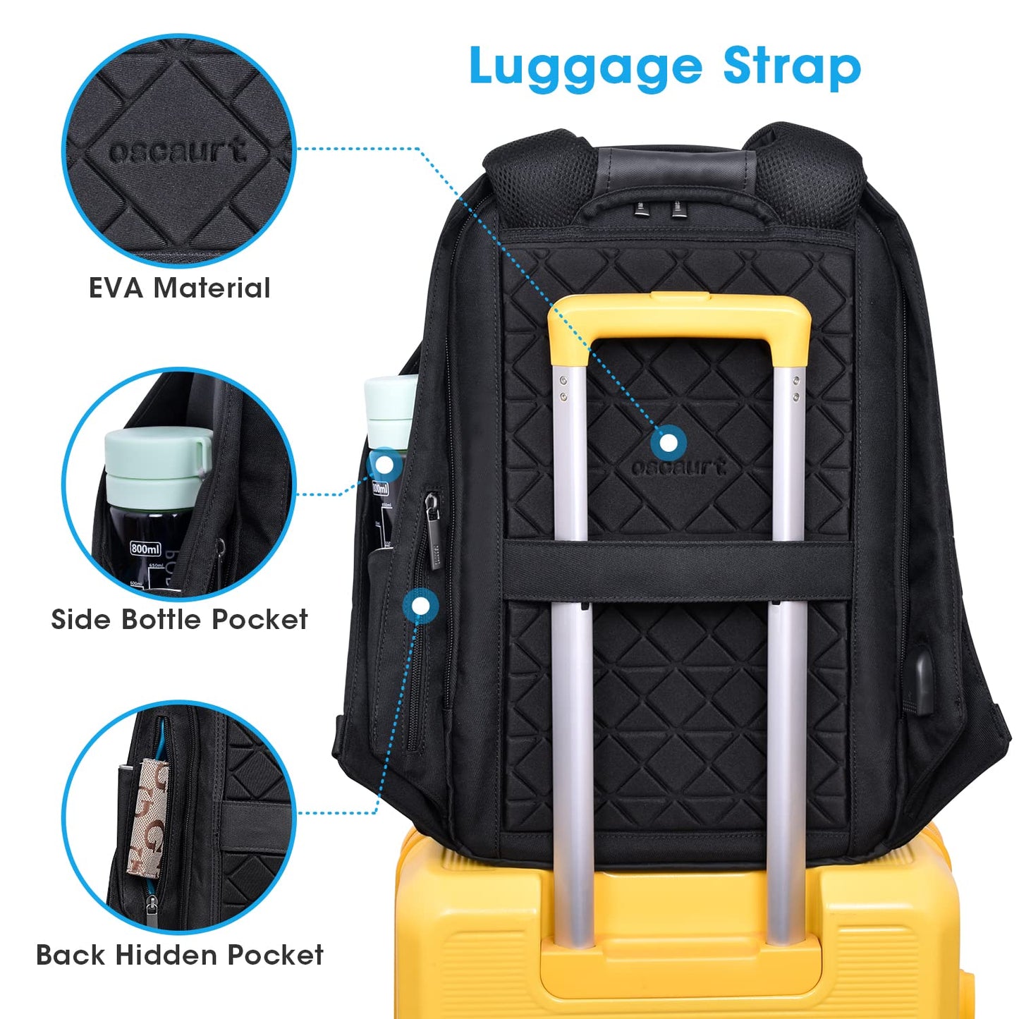 Anti Theft Backpack - 15.6 Inch Laptop Travel Backpack with Hidden Zipper and USB Charging Port - Waterproof Business Computer Bag for Men & Women