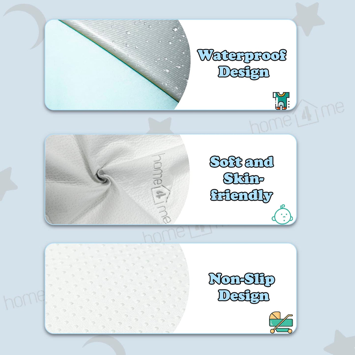Home4me Pack and Play Mattress, 38" x 26" x 2.4", Portable, Trifold, Waterproof, Dual Sided (Firm & Soft) Mini Crib Mattress, Toddler Memory Foam Mattress Pad for Play Pen