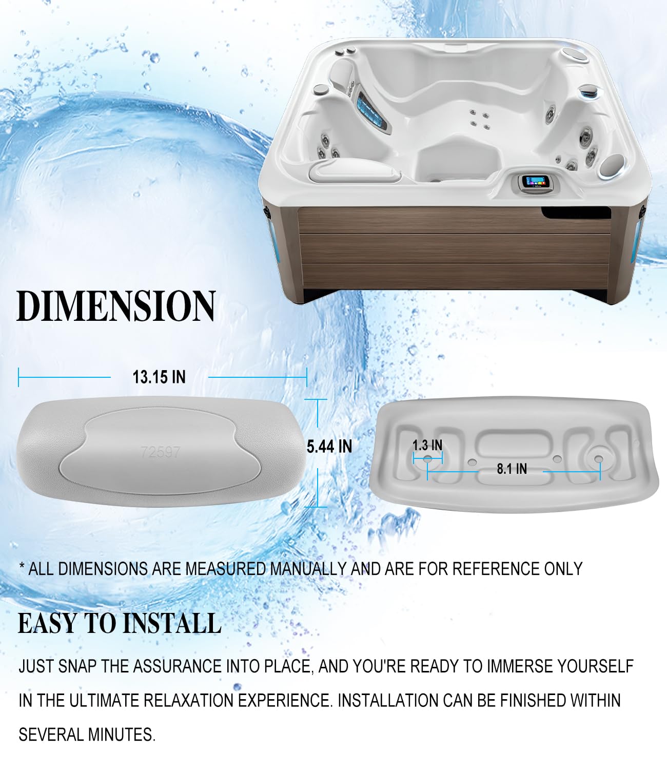 besttruck 2PCS 72597 Hot Tub Head Rest Replacement Pillow for Highlife Series Spas 1997-2007 Aria (AR) Grandee (G) Sovereign (I)