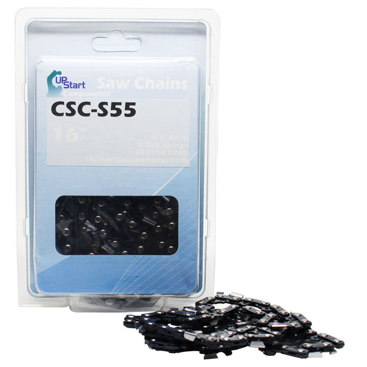 6-Pack 16" Semi Chisel Saw Chain Replacement for Oregon S55 Chainsaws - (16 inch 3/8" Low Profile Pitch 0.050" Gauge 55 Drive Links CSC-S55)