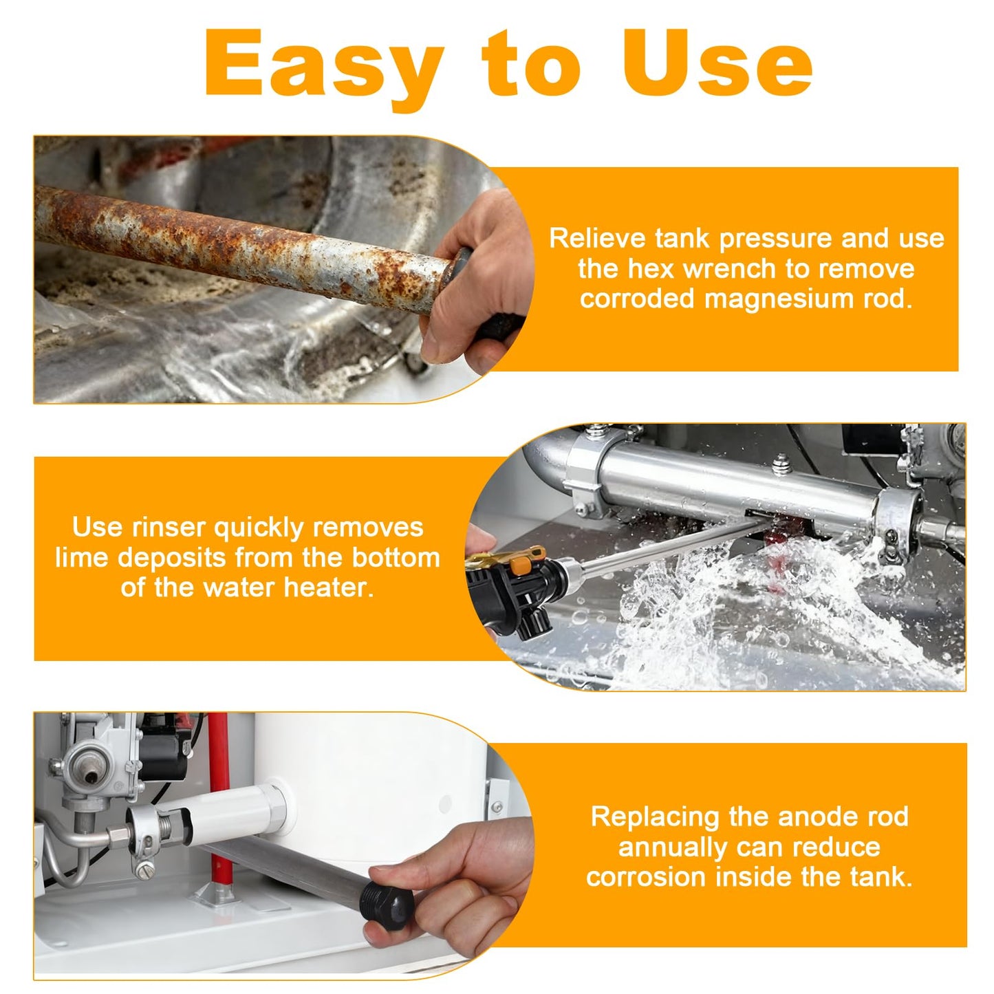 RV Water Heater Maintenance Kit -9Pcs RV Water Heater Anode Rod,Camper Hot Water Tank Cleaning Rinser - Compatible with Suburban & Mor-Flo Water Heaters (9 Pcs RV Anode Rod Kit)