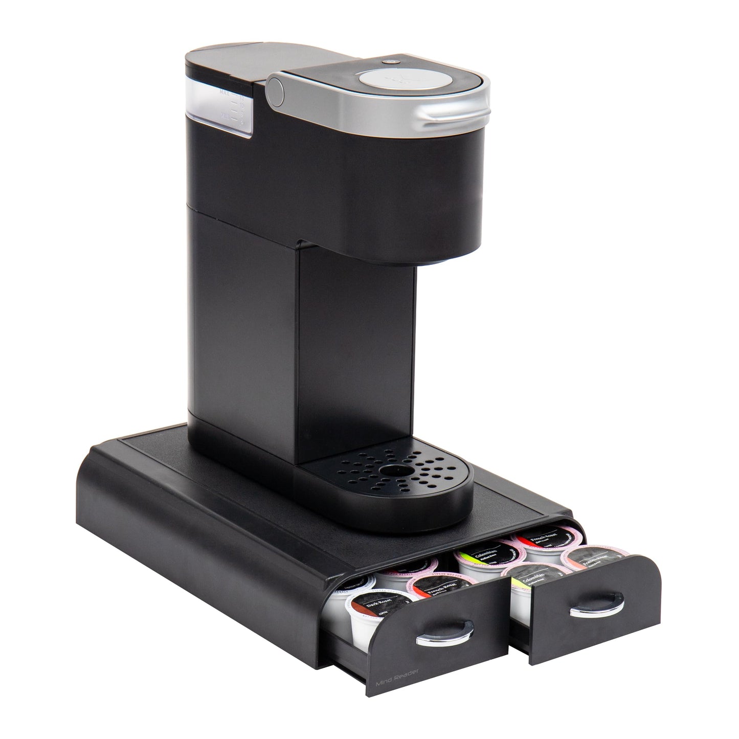 Mind Reader Single Serve Pod Organizer, 2 Drawers, 24 Pod Capacity, Keurig Mini Compatible, 24.1L x 31.1W x 6.4H cm, Black