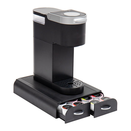Mind Reader Single Serve Pod Organizer, 2 Drawers, 24 Pod Capacity, Keurig Mini Compatible, 24.1L x 31.1W x 6.4H cm, Black
