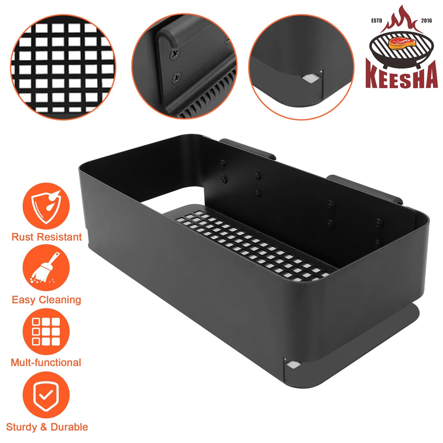 KEESHA P.A.L. Pop-and-Lock Accessory Rail Storage Box and Hooks for Traeger Timberline, Timberline XL,Ironwood, Ironwood XL, Flatrock, Traeger Z-Grills Pit boss, Ironwood 885 and Pro 22/34 Series