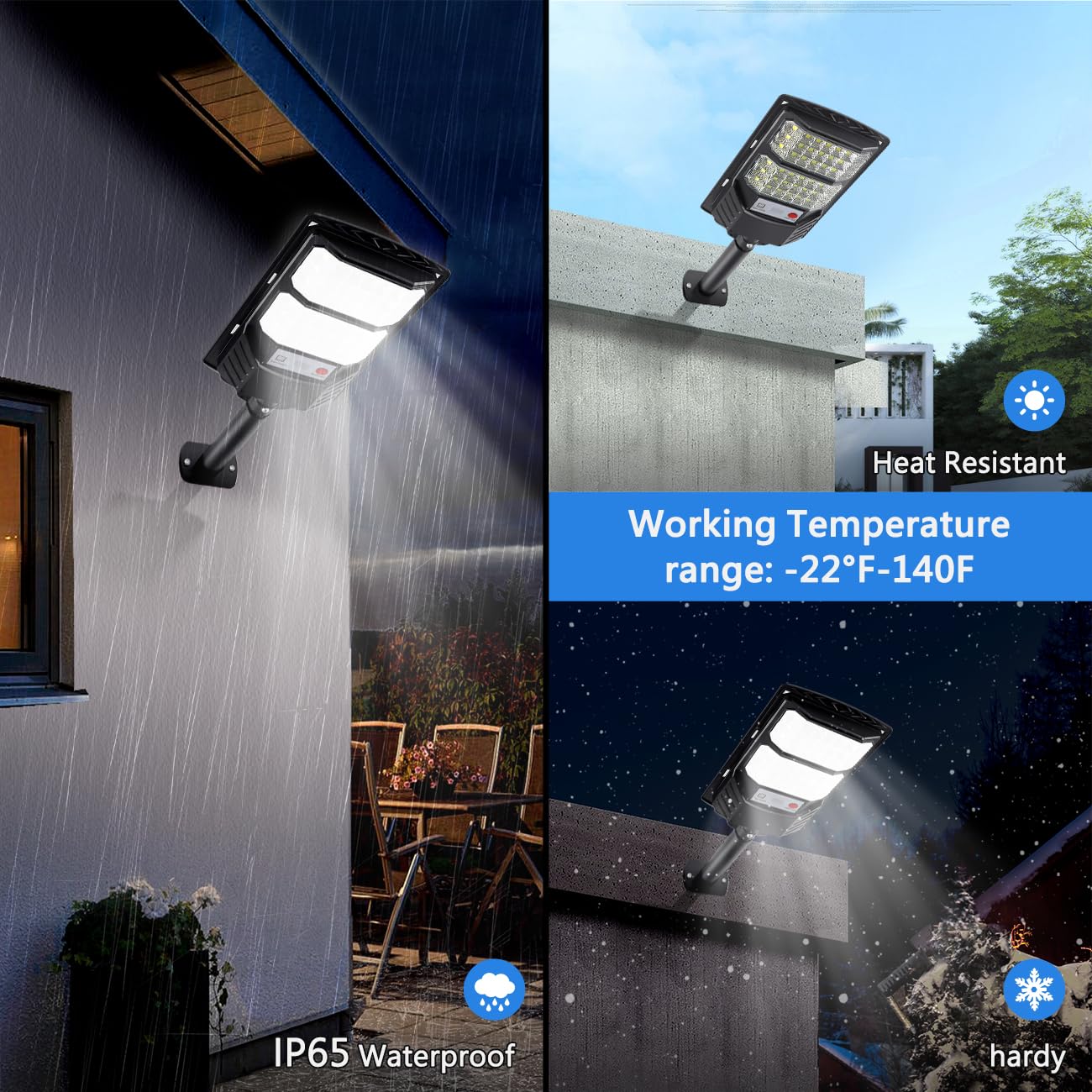 Solar Street Lights Outdoor, 8500K LED Solar Powered Light Dusk to Dawn Flood Waterproof Lamp with Motion Sensor Wall Mount Security Lights for Backyard, Yard, Garage, Garden