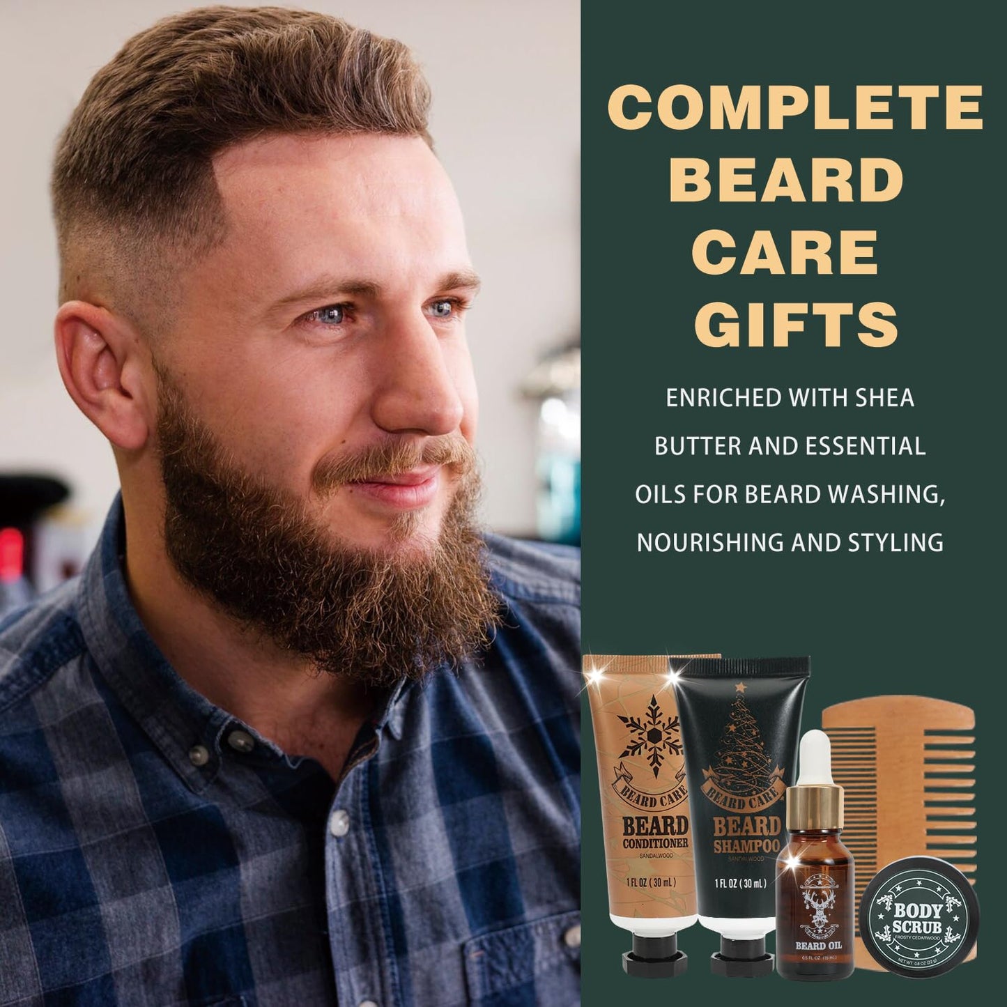 Advent Calendar 2025 for Man, 24PC Christmas Gift for Men Beard Care Set Bath and Body Gift Set Selfcare & Bath Essentials Gift Stocking Stuffers Christmas Calendar Advent