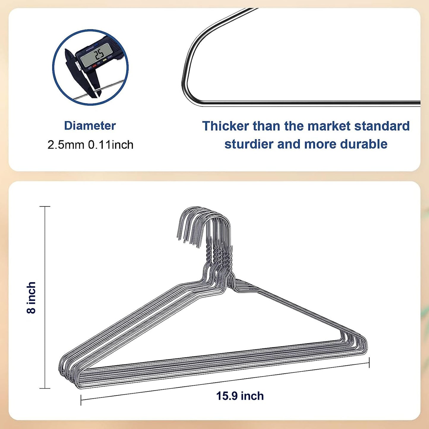 SPECILITE Metal Wire Hangers 100 Pack, Bulk for Commercial and Home, 16 Inch 12 Gauge Ultra Thin for Standard Size Clothes, Coats, Suits, Shirts-Silver