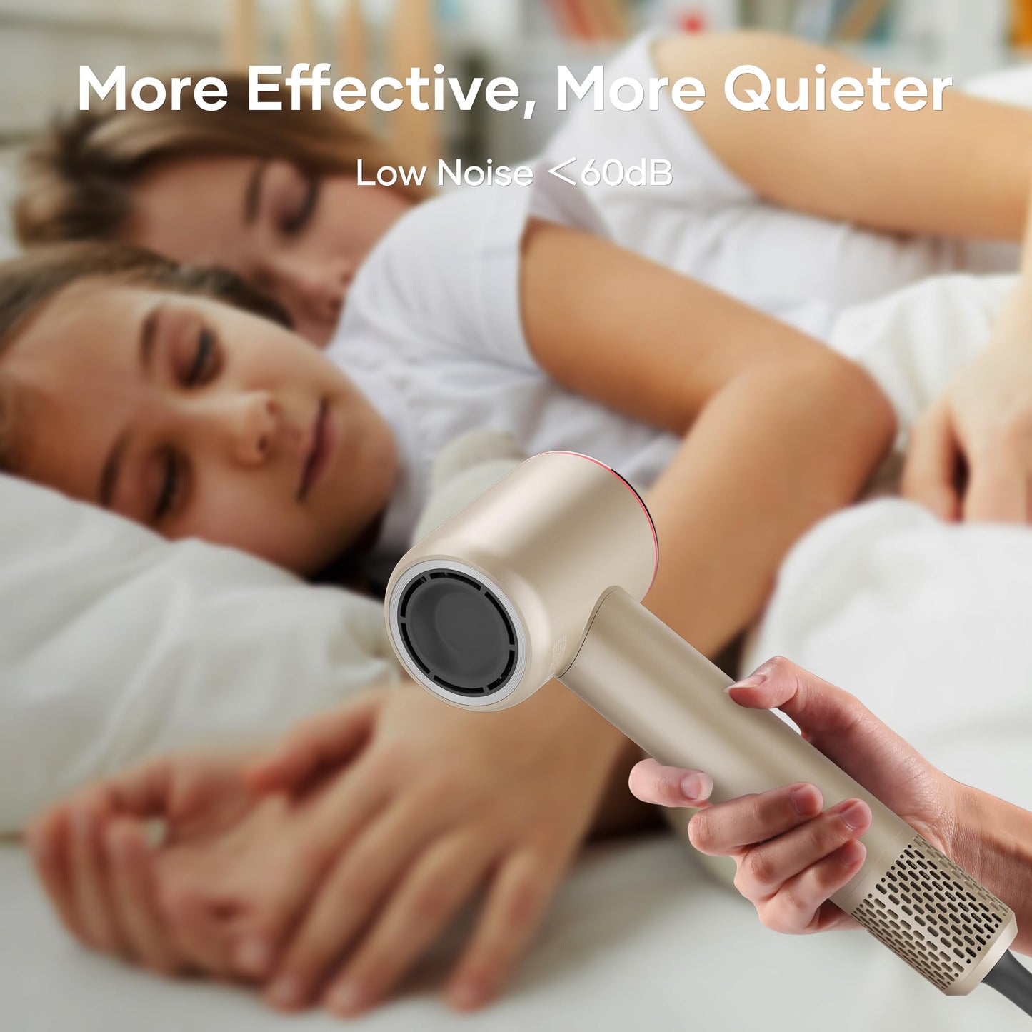 Professional Hair Dryer, 200 Million Negative Ionic Blow Dryer with 110000 RPM Motor, 1500W High-Speed HairDryer with Magnetic Nozzle & Diffuser for Salon, Home, Travel, Perfect for Gifts Golden