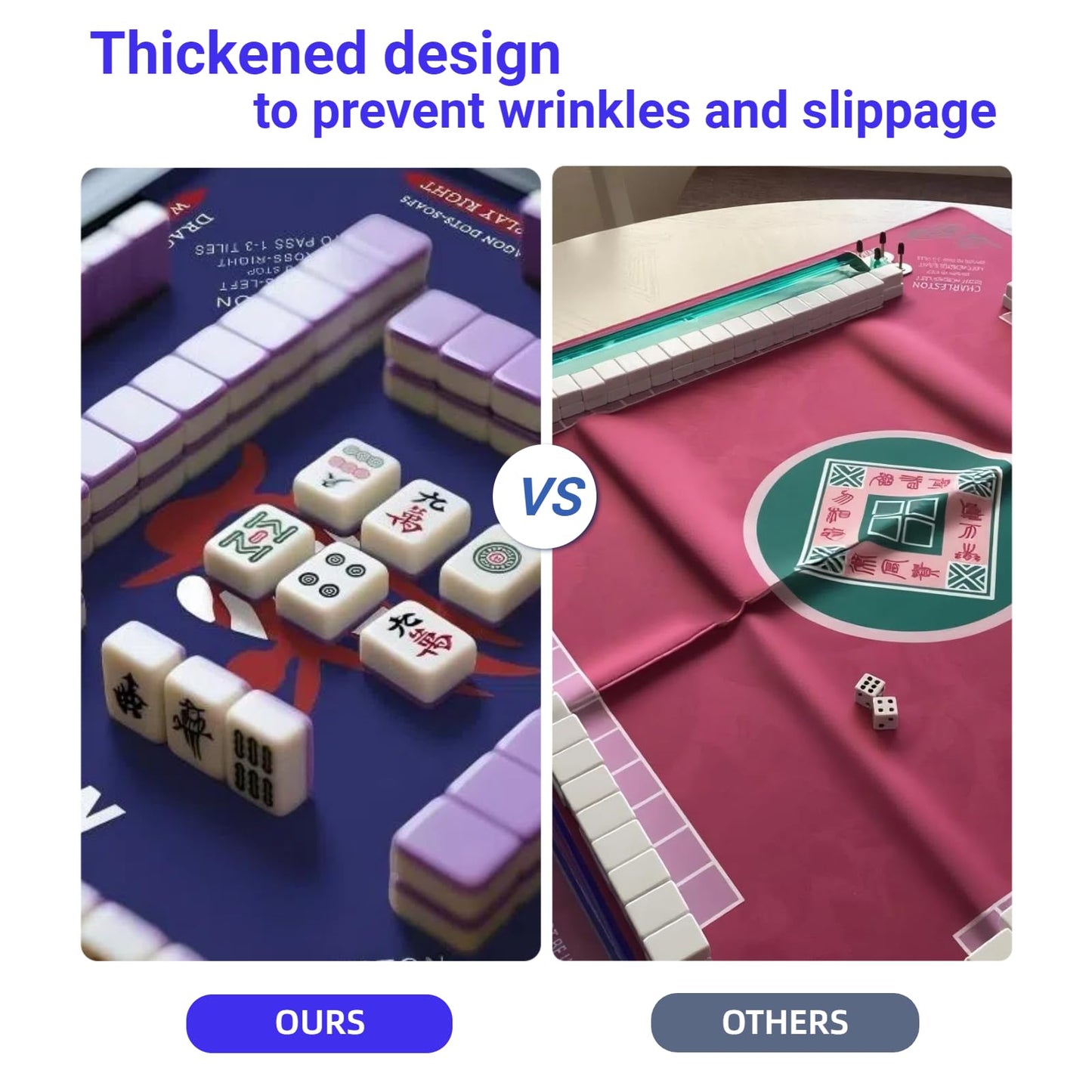 roonka31.5 Professional Mahjong Mat with One Bamboo Bird Design - 3mm Thick Silent Rubber Table Cover, Waterproof Non-Slip Game Pad with Carry Bag