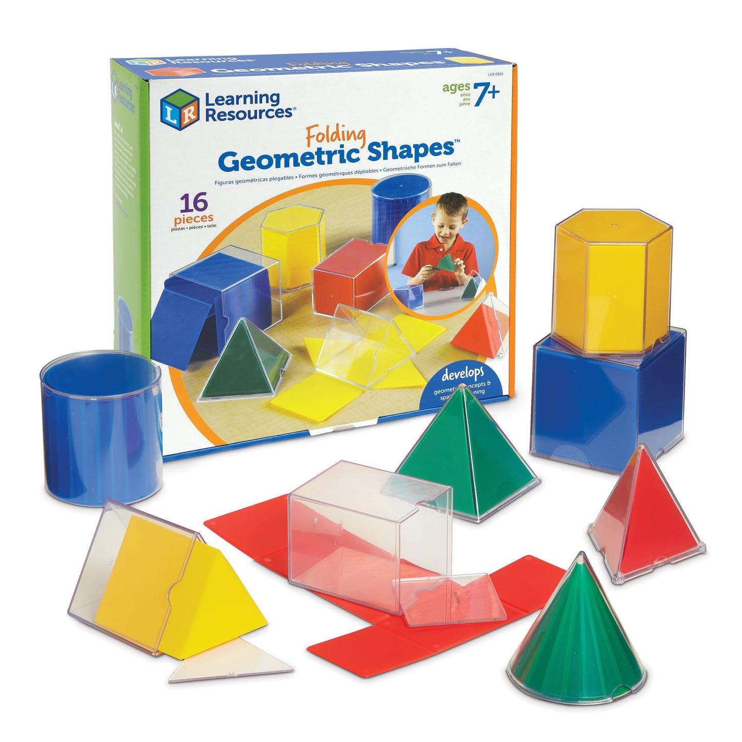 Learning Resources Folding Geometric Shapes, Geometry Accessories, Teacher Aids, Math Helper, 16-Piece Set, Ages 7+, Multi-color