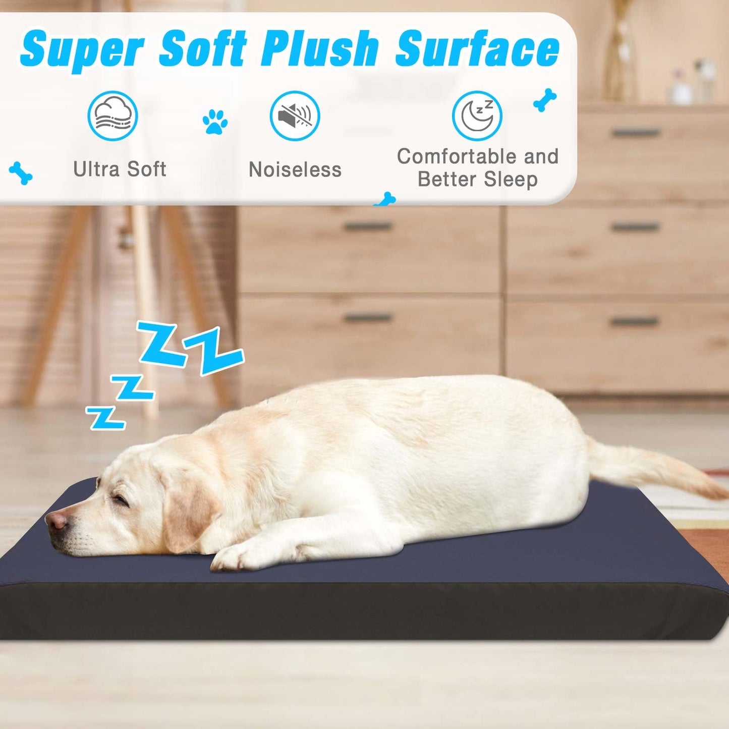 Dog Bed Covers Replacement Washable 100% Waterproof Dog Bed Cover 2 Pack Soft Noiseless Dog Bed Sheets for Dog Bed/pet Bed, 44" x 35" Blue