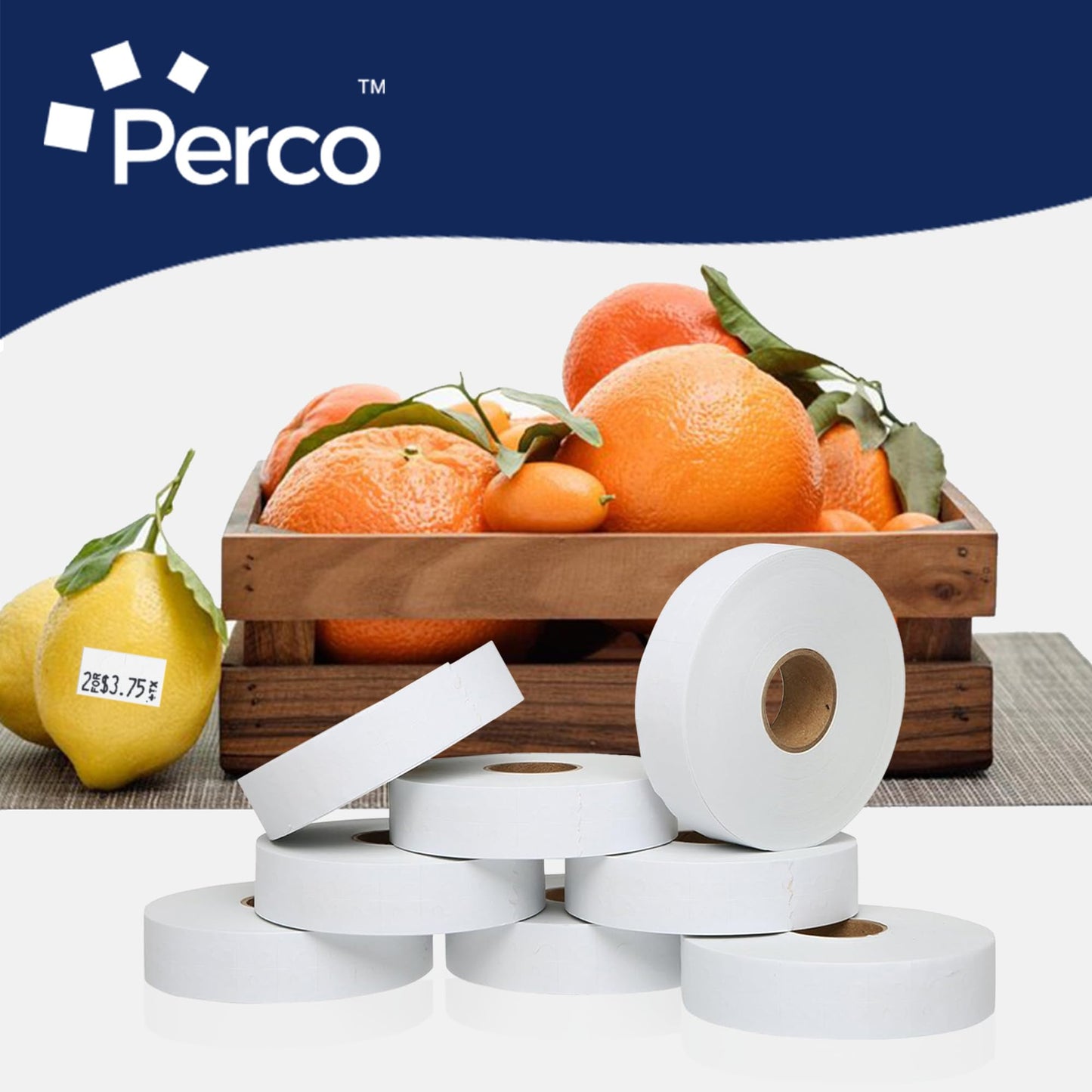 Perco White Pricing Labels for Monarch 1131 Price Gun - 1 Sleeve, 8 Rolls, 20,000 Price Marking Labels - with Ink Roll Included