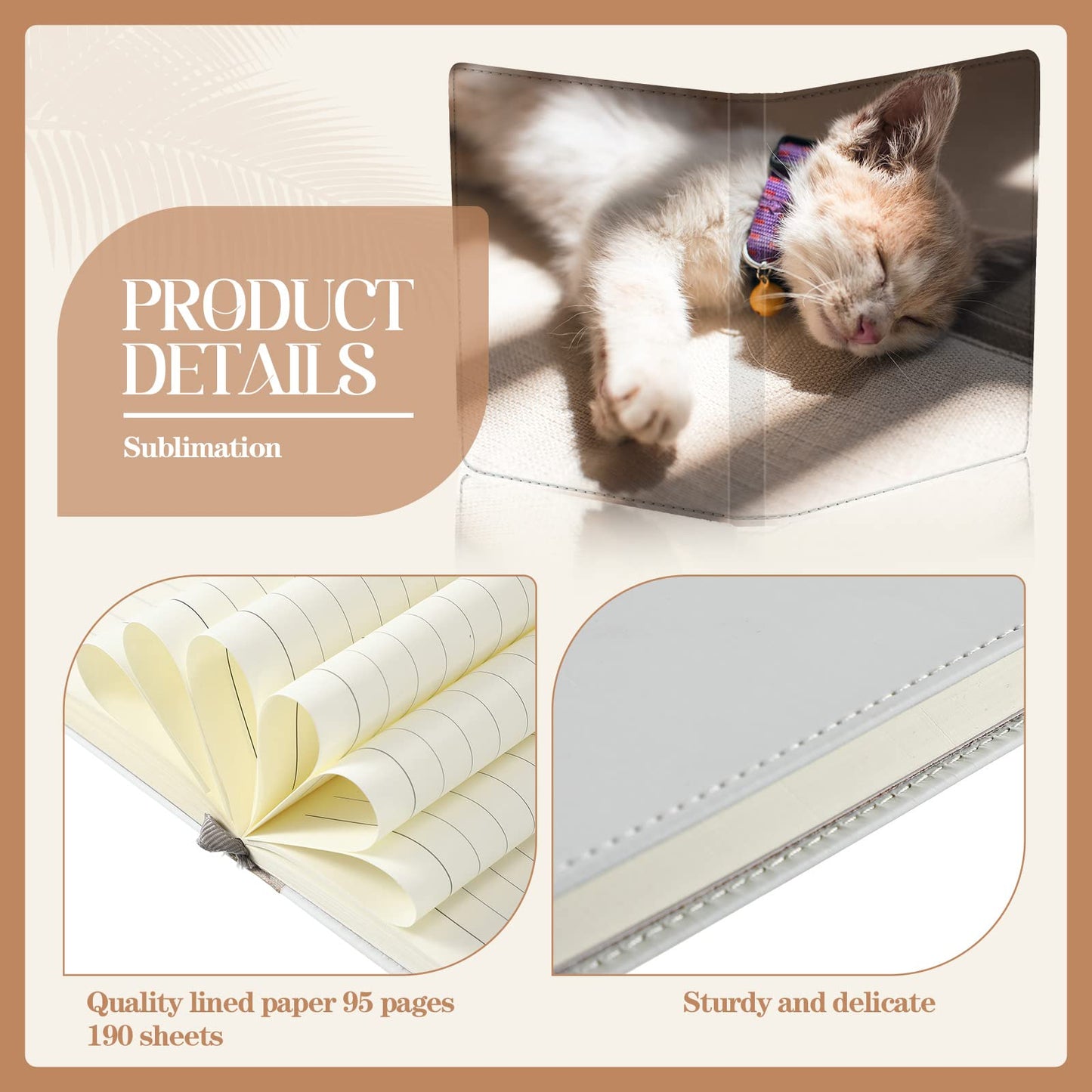 4 Pieces Sublimation Journal Blank Notebooks A6 190 Pages Thick Faux Leather Notebooks Leather Notebooks Leather Sublimation Journal Notebooks for School Office Home Travel Writing Supplies,