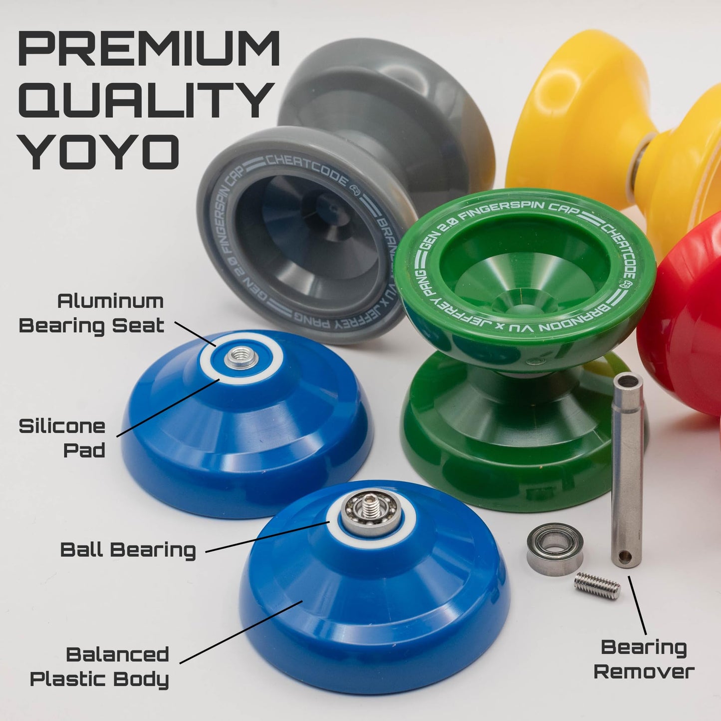 Cheatcode Yoyo by Brandon Vu - Responsive Switch to Unresponsive Yoyo for Kids, Teens, Adults - Fingerspin Yoyo & Plastic Pro Yoyo - Learn Yoyo Professional Skills - Yo Yo for Adults by Offset Yoyo