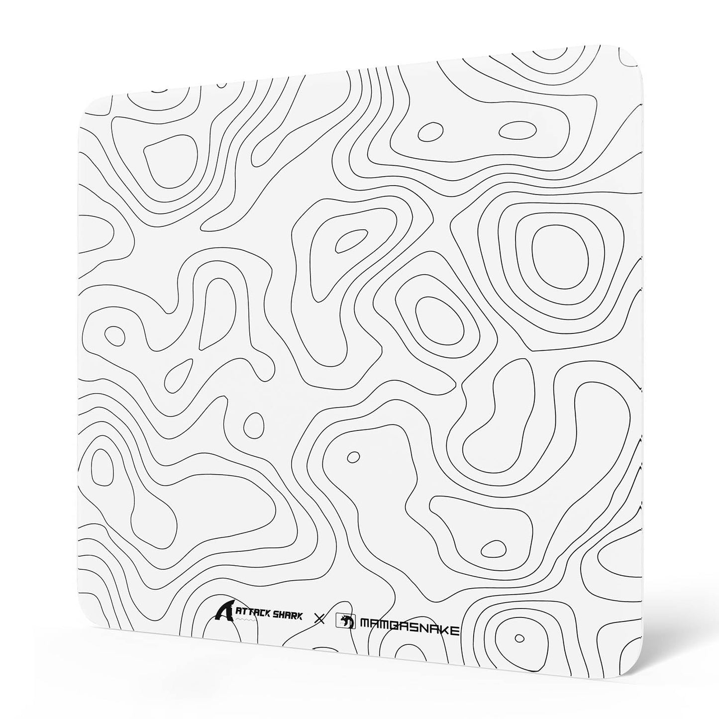 ATTACK SHARK CM05 Contour Glass Hard Gaming Mousepad,Nano-Micro-Etched Texture,Smooth Glass Surface,High Accuracy,Fast-Moving,Anti-Scratch, PU Leather Super Non-Slip Base,Large Size(450×400mm) (White)