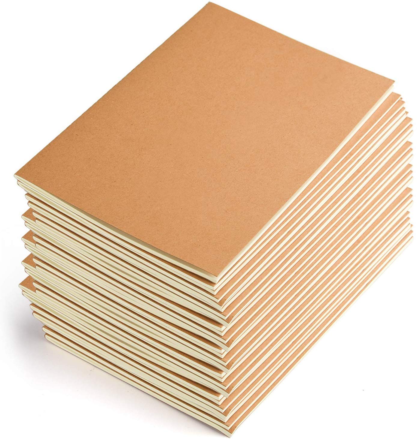 M-Aimee 24 Pack Journal Notebook Kraft Brown Cover Lined Notebooks for Travelers - A5 Size - 210 mm x 140 mm - 80 Lined Pages/ 40 Sheets