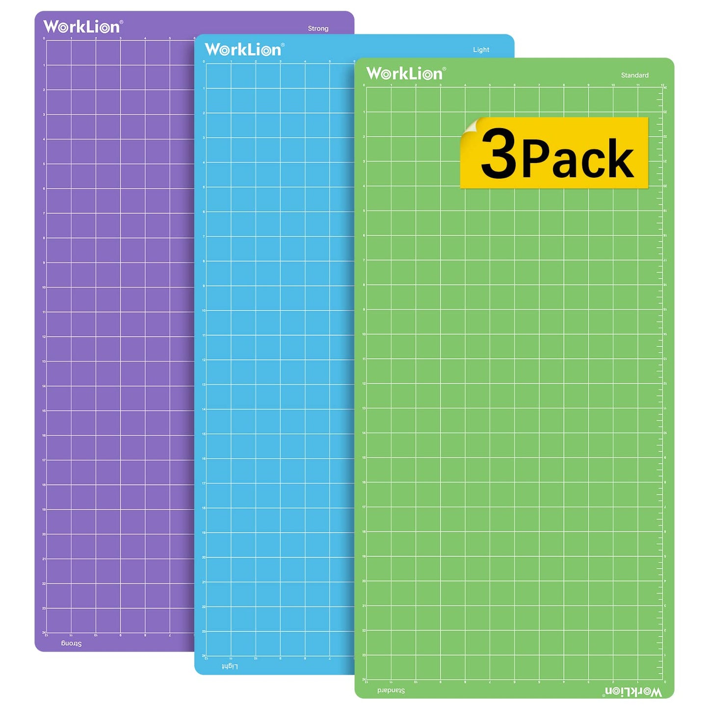 WORKLION Cutting Mat 12x24 Compatible with Cricut:Explore One/Air/Air 2/Maker Adhesive Variety Sticky（Standard,Light,Strong Non-Slip Durable Mat Accessories