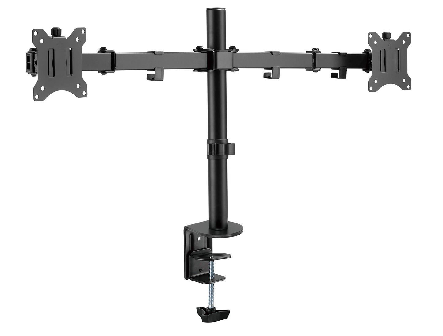 AMER Dual LCD LED Monitor Desk Mount Stand with C-clamp | Heavy Duty Fully Adjustable Arms Hold 2 Screens up to 32 inches (2EZCLAMP)