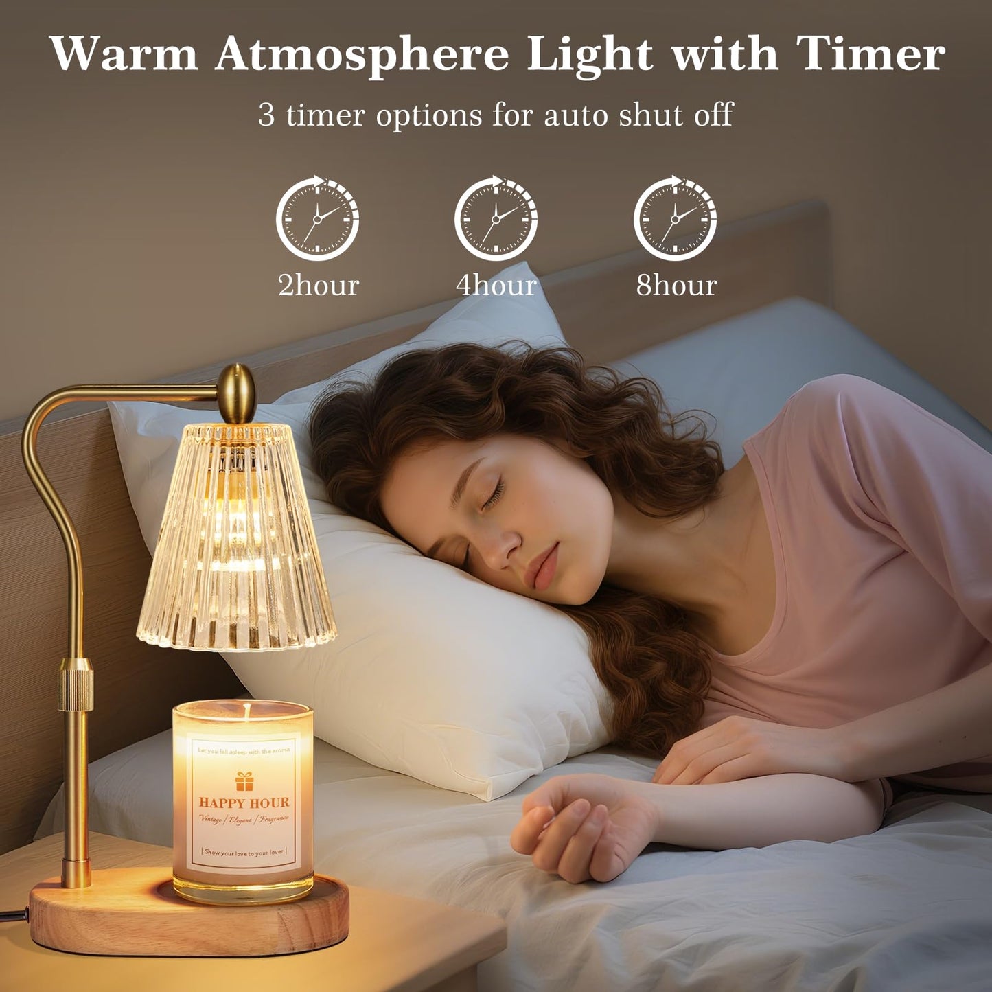 Imenlox Candle Warmer Lamp, with Timer and Dimmer, Adjustable Height, Christmas Birthday Gifts for Women Mom, House Warming Gifts New Home Decor, Wax Warmer for Jar Candles (Gold)