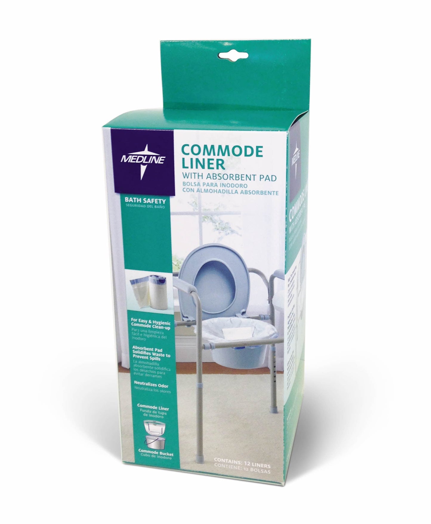 Medline MDS89664LINER Commode Liners with Absorbent Pads (Pack of 6)