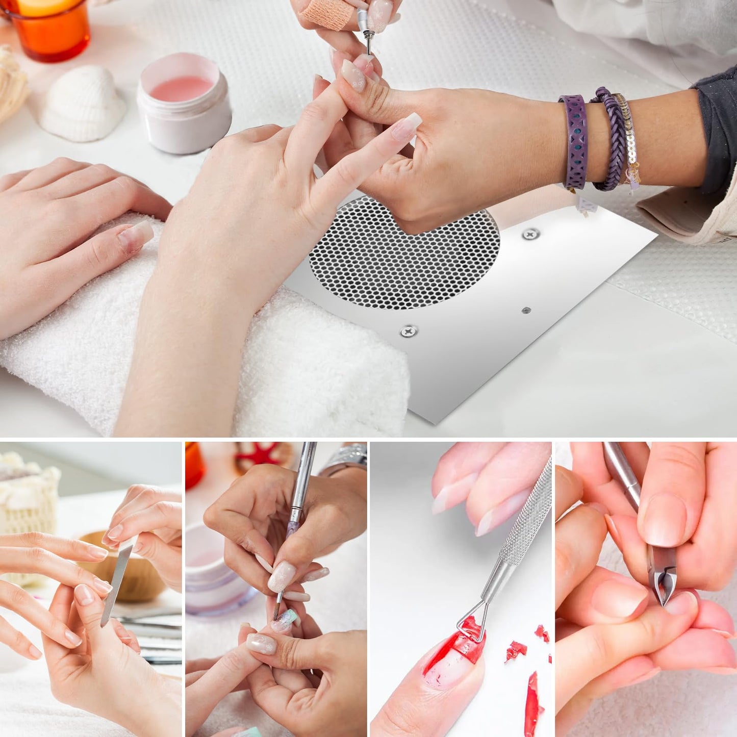 BLUETOP Nail Dust Collector 60W Nail Vacuum Cleaner Table Embedded Dust Extractor Vacuum Professional Built in Desktop Nail Dust Collector Quiet Nail Fan Low Noise for Nail Salon Home