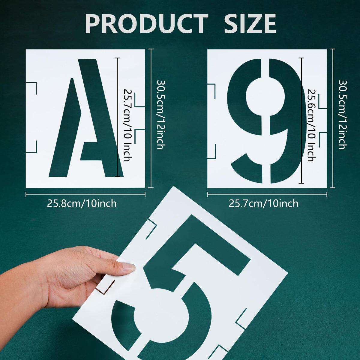 12 Inch Stencils ReusableTemplates Interlocking Stencil Kit Plastic Large Size Number Stencils for Wood Wall Paper Fabric Glass Signage DIY Art Projects
