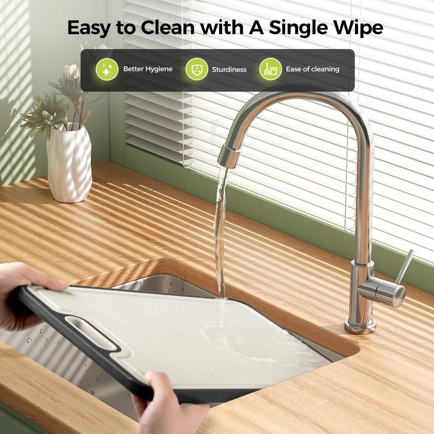Titanium Cutting Board for Kitchen, Cutting Board Double Sided Food Grade, Pure Titanium/PP, Easy to Clean [15.5”*10.5”+12”*8.5”]