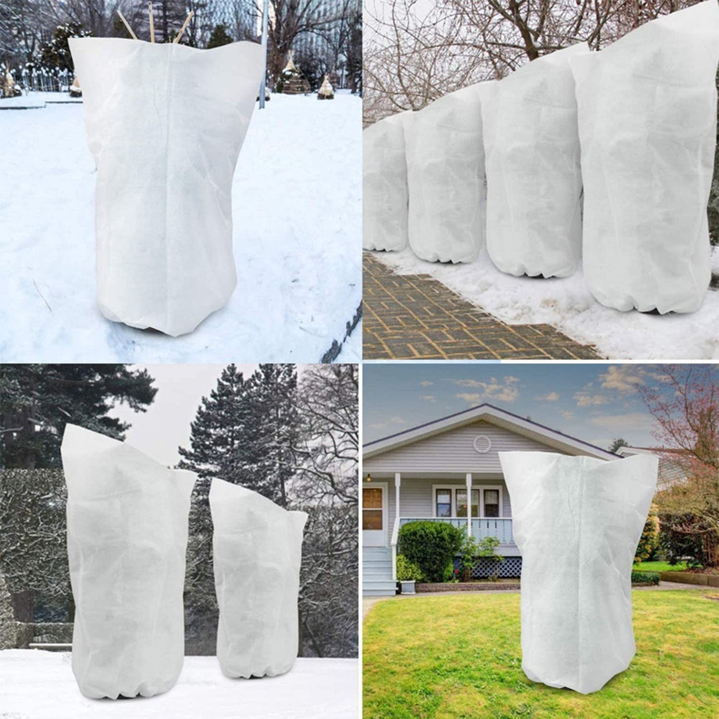 3 Pack Plant Cover for Winter White Freeze Protection Cover with Zipper and Drawstring, Heavy Duty Plant Cover Outdoor Non-Woven Fabric Winter Plant Covers for Trees, Shrub 47.2 inch* 70.8 inch