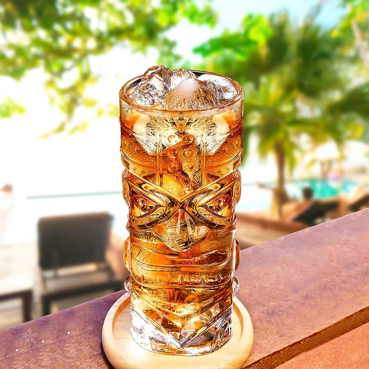 Clear Tiki Glasses Set of 6-14 oz Modern Bar Tiki Cocktail Glasses Perfect for Exotic Cocktails,Mai Tai, Hawaiian Style Cocktails, Tropical Island Drinksware Set