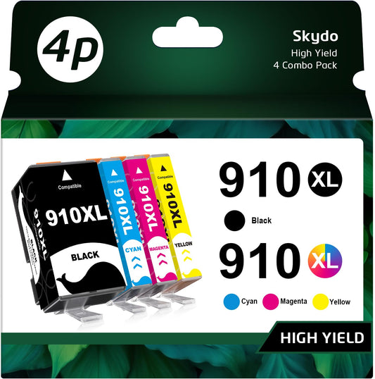 910XL Ink Cartridges Combo Pack [ Latest CHIP ] 8022 Ink Compatible Replacement for HP 910XL 910 XL Use with HP Officejet Pro 8010 Ink, Pro 8020 8025 8030 Printer (Black and Color, 4 Pack)