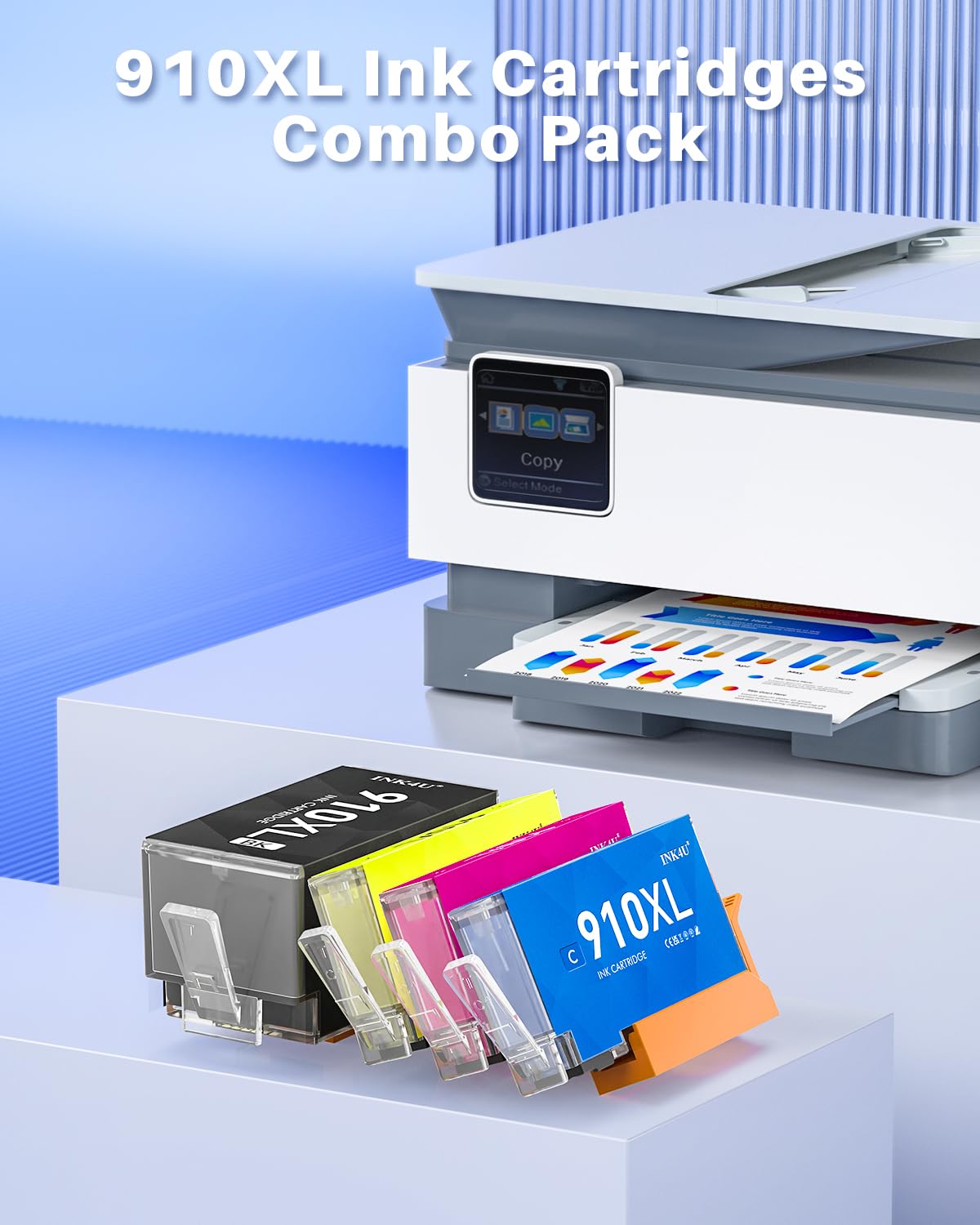 910XL Ink Cartridges Combo Pack Compatible Replacement for HP 910XL 910 Ink Cartridges to Use with HP OfficeJet Pro 8020 8025 8028 8030 8035 8010 8015 8018 8022 Printer (1BK/1C/1M/1Y, 4 Pack)