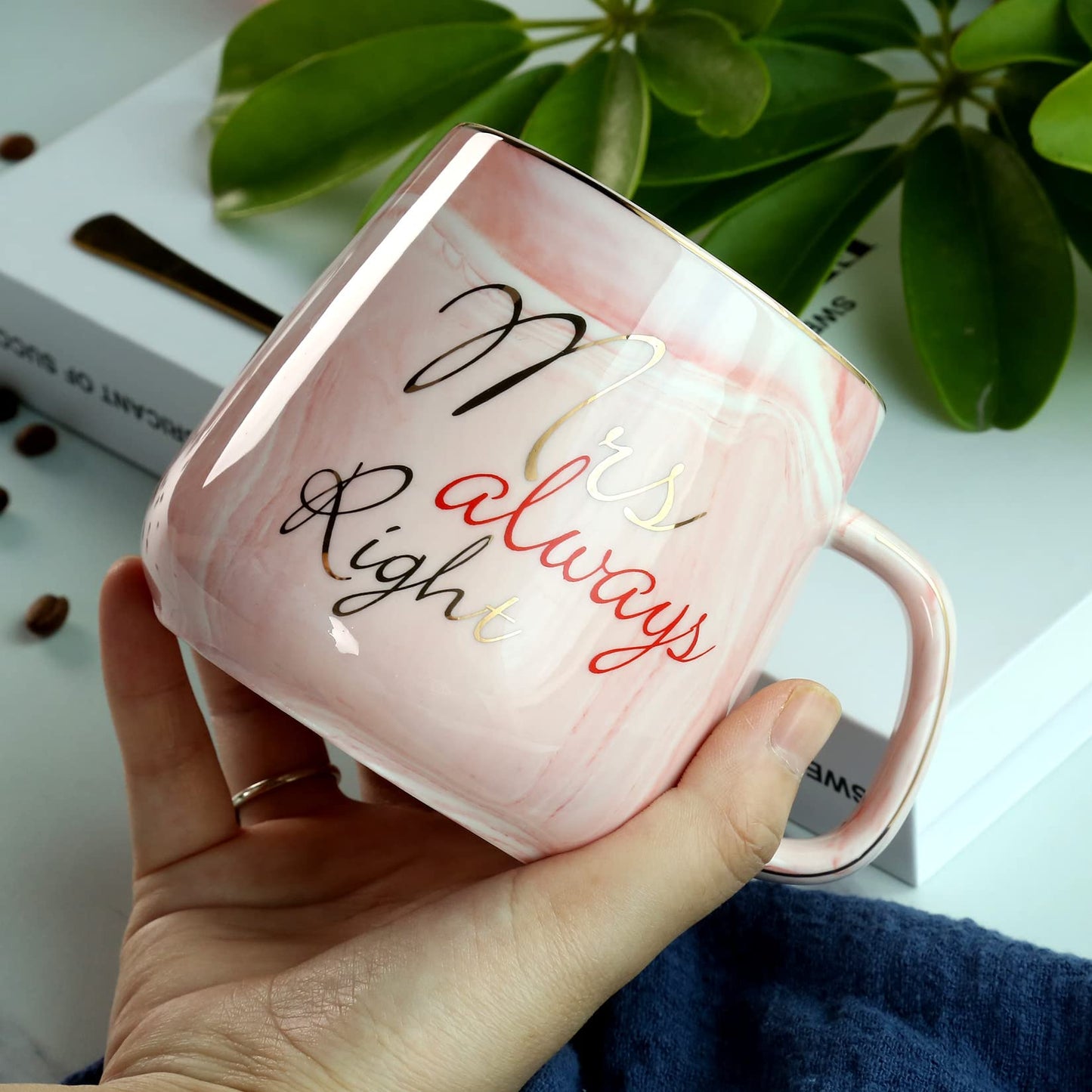 Mr and Mrs Couple Coffee Mugs - Best Wedding Gift Bridal Shower Engagement Gifts Set for Bride, Anniversary Birthday Valentine's Day Housewarming Gift Ideas, Unique 14 Oz Ceramic Marble Couple Gifts