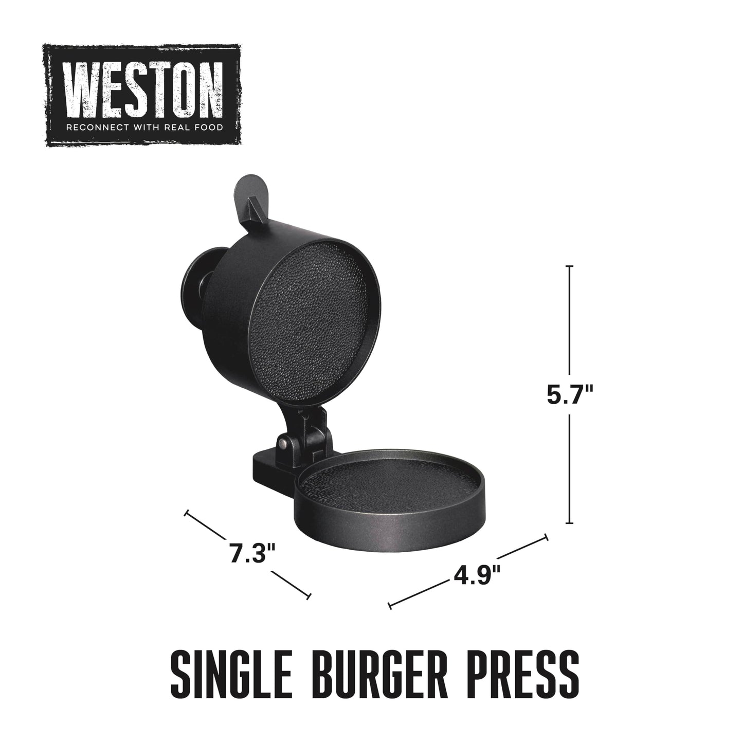Weston Burger Press, Makes 4 1/2" Diameter Patties for Hamburger, Crab Cakes, Sausage, 1/4lb to 3/4lb, with Spring Ejector for Easy Removal, Single, Non-stick Heavy-Duty Cast Aluminum (07-0310-WG)