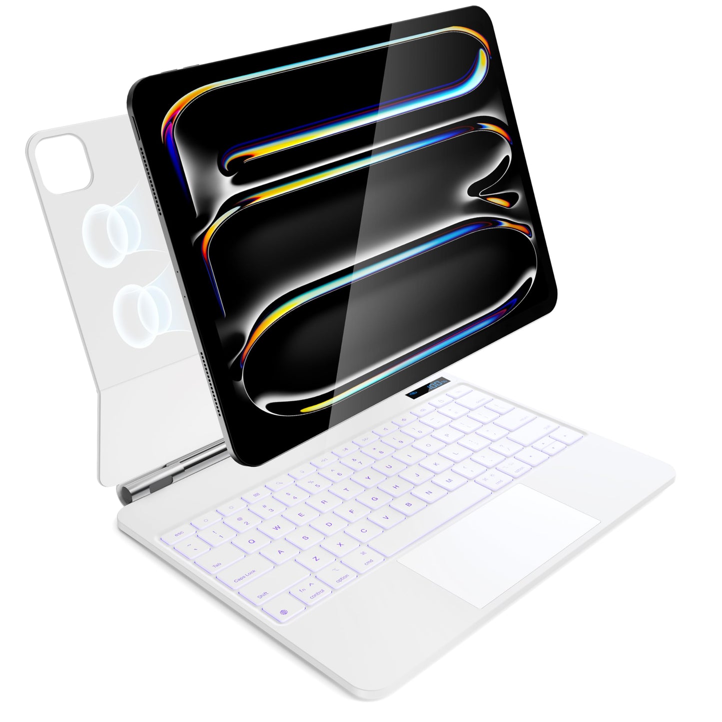 for iPad Pro 13 inch case 2024 with Keyboard M4,Magnetic Attach,Multi-Gesture Trackpad,7-Color Backlit,Shortcut Keys,Auto Sleep/Awake,Magic Keyboard for iPad Pro 13-inch M4 2024,White