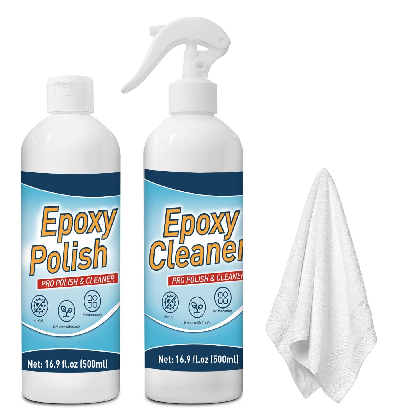 DINGSEN Resin Polishing Kit - 33.8 oz (16.9oz Pro Polish & 16.9oz Epoxy Cleaner Kit), Specially Formulated for Epoxy Resin, Removes Scratches & Scuffs - Perfect for DIYers, Home Decor