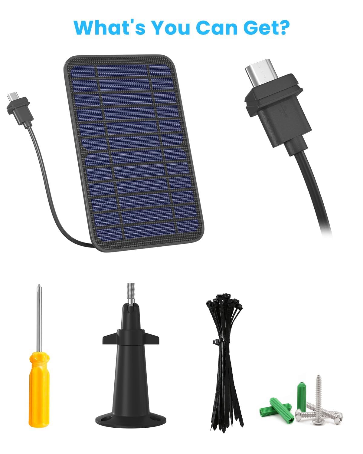 2 Pack 5W Solar Panel for Blink Camera, Solar Panel Charger Compatible with Blink Outdoor/Outdoor(3rd Gen)/XT XT2 Camera, IP65 Weatherproof with Secure Wall Mount, 13.1ft Charging Cable & Rubber Plug